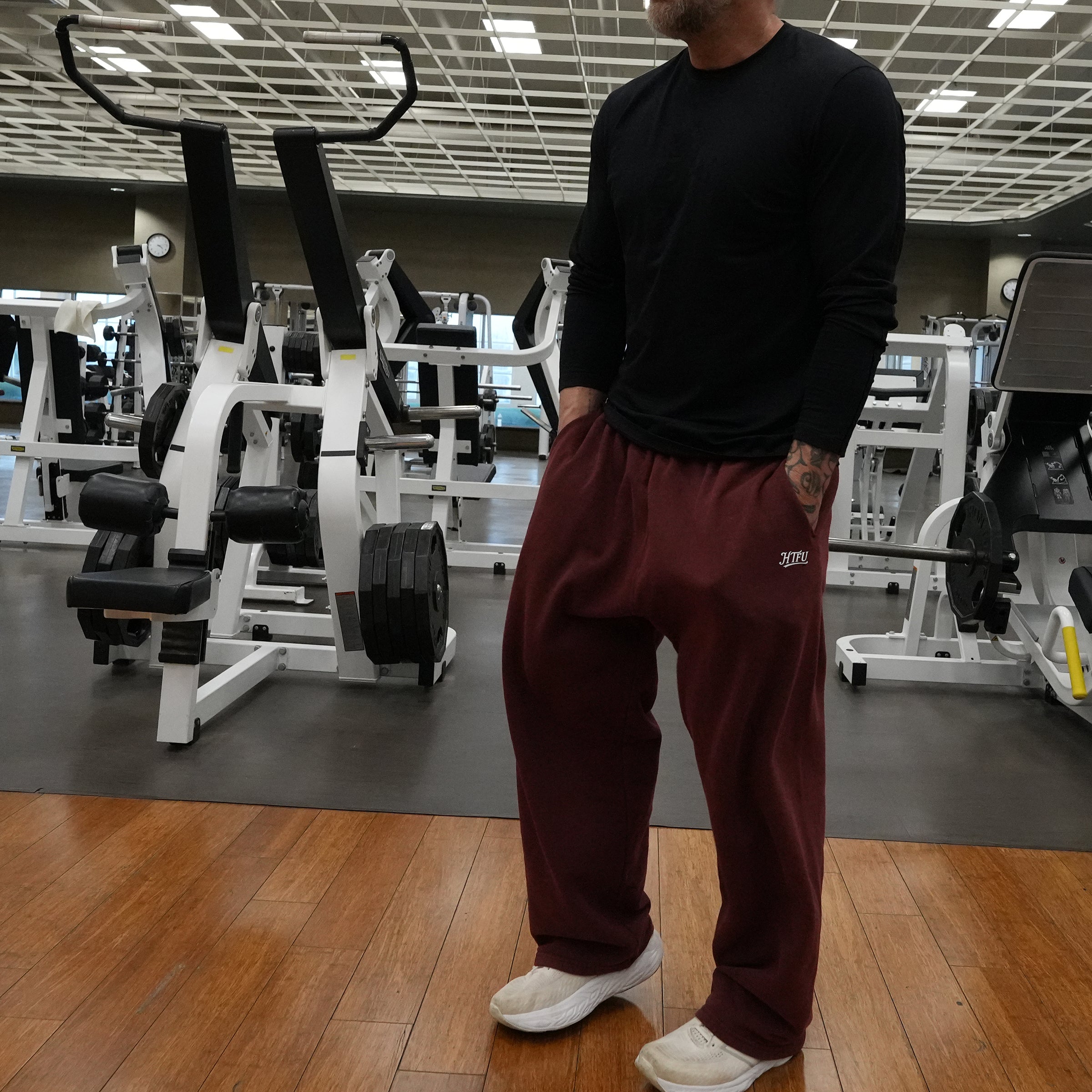 Studio French Terry Sweatpants - Open Leg - Maroon - Ships 2/15
