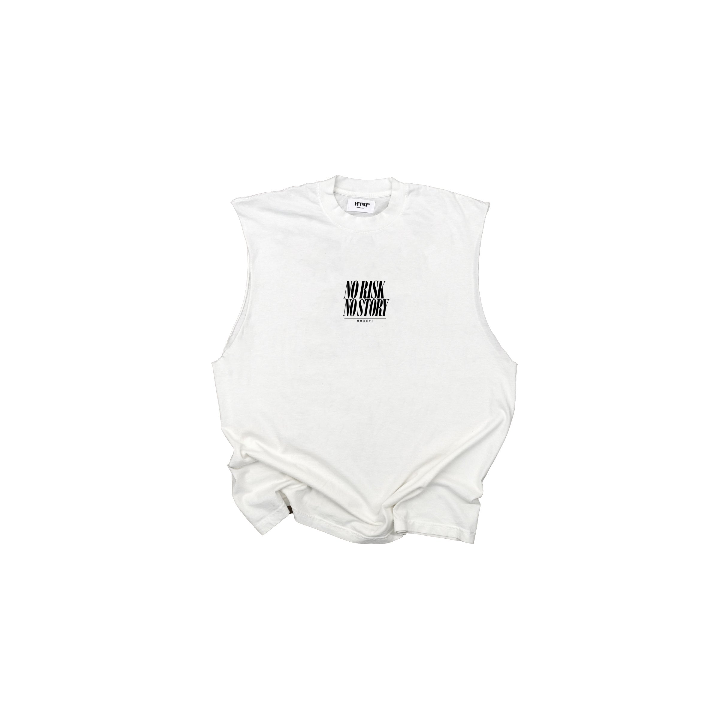 No Risk No Story Muscle Tank - Italic - Off White