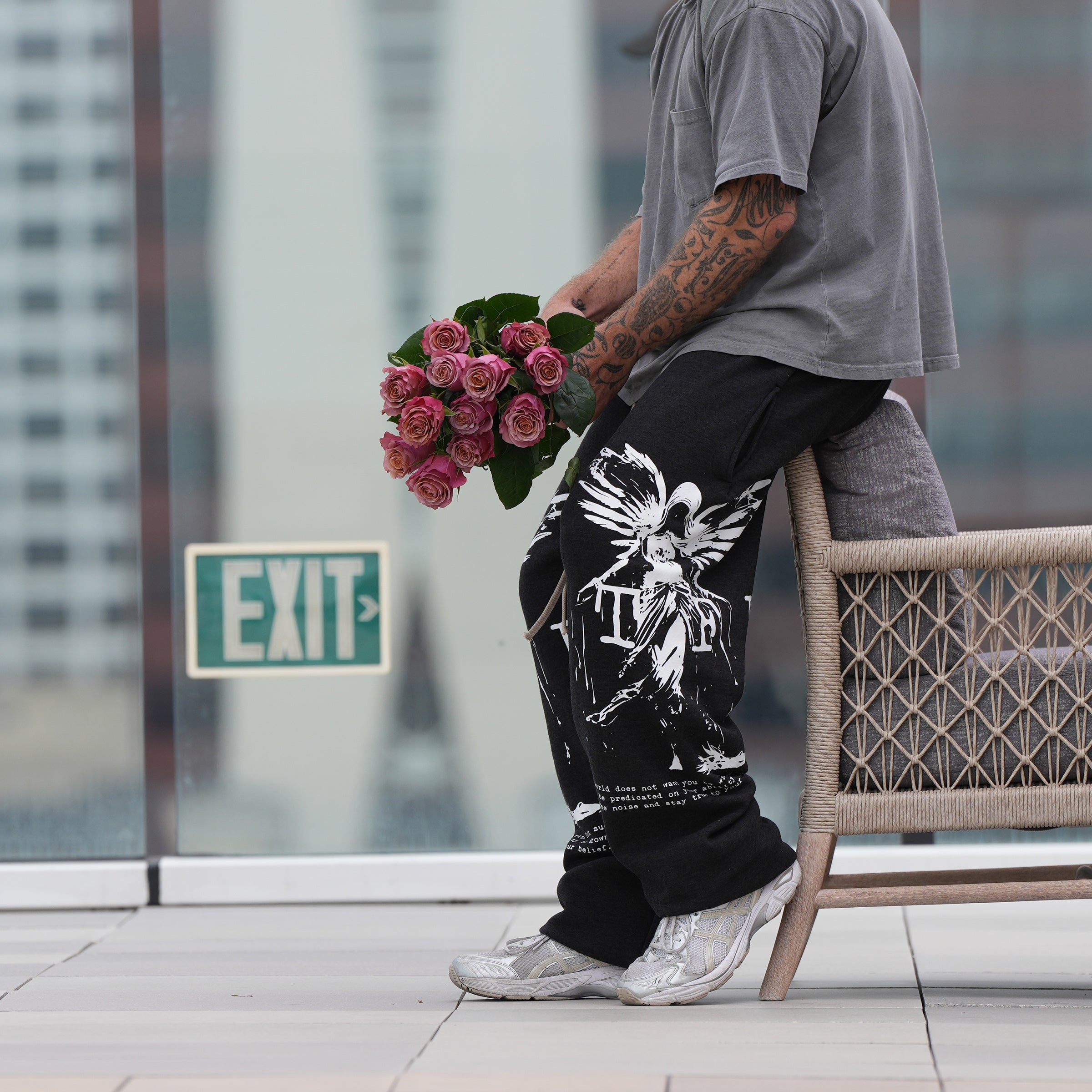 GymRat Sweatpants - ER 23 - Limited White on Heather Black