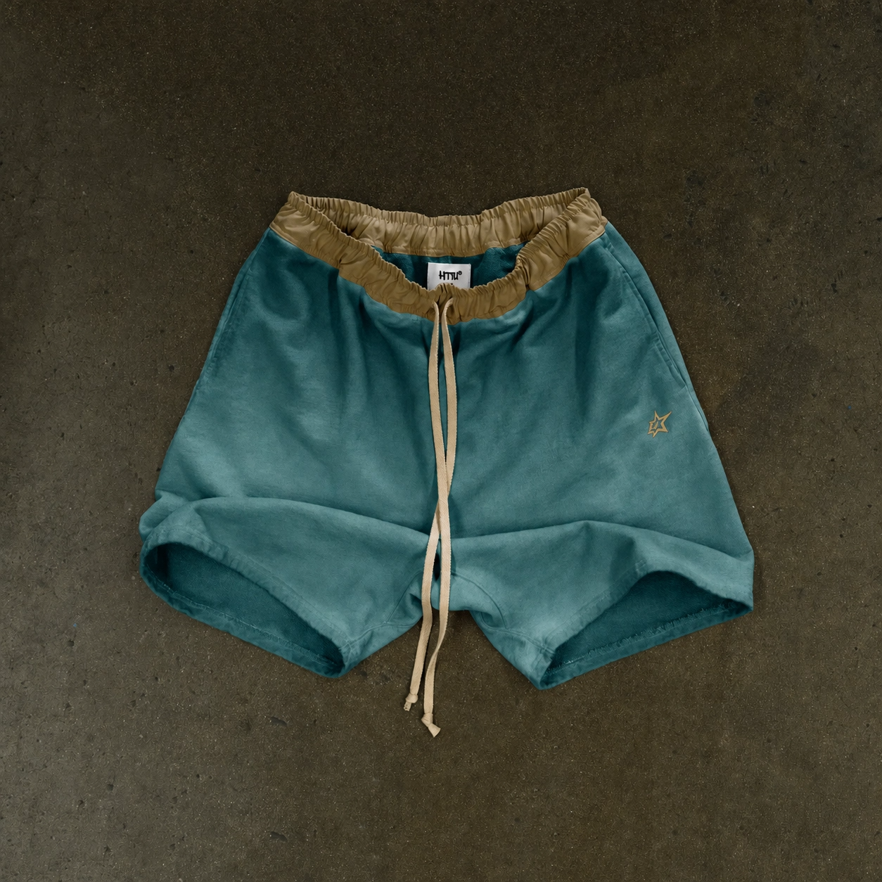 HTFU Relaxed Practice Short - French Terry - Oil Wash Teal Fade - Ships 7/20