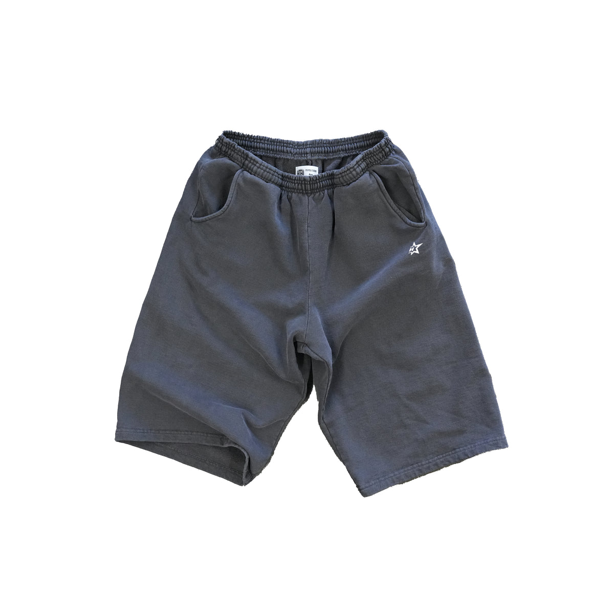 HTFU Heavy Fleece 3/4 Length Shorts - Washed Black - Embroidery Edition