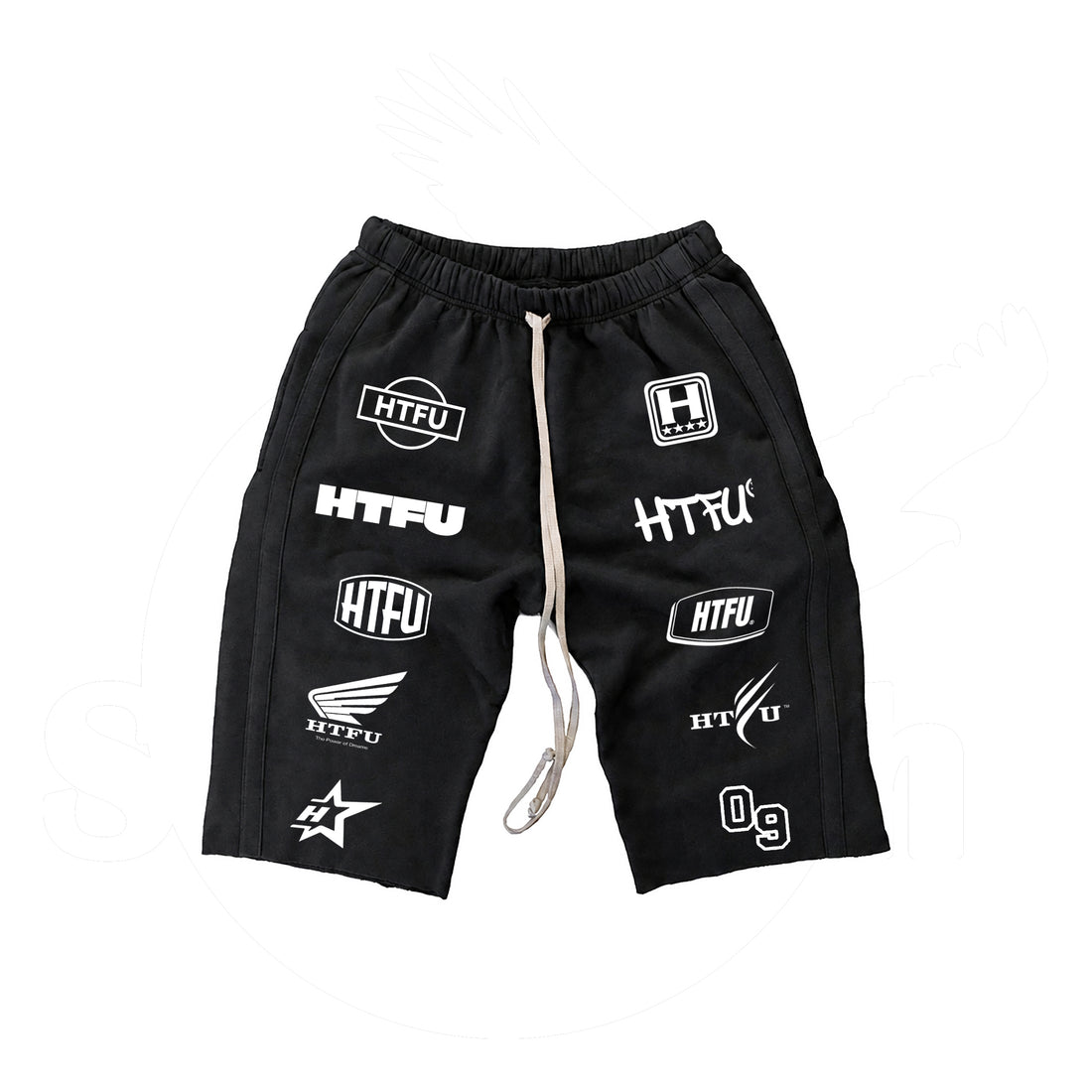 HTFU Raw Hem 3/4 Sweatshort - Black - Archive Edition - Ships 9/20