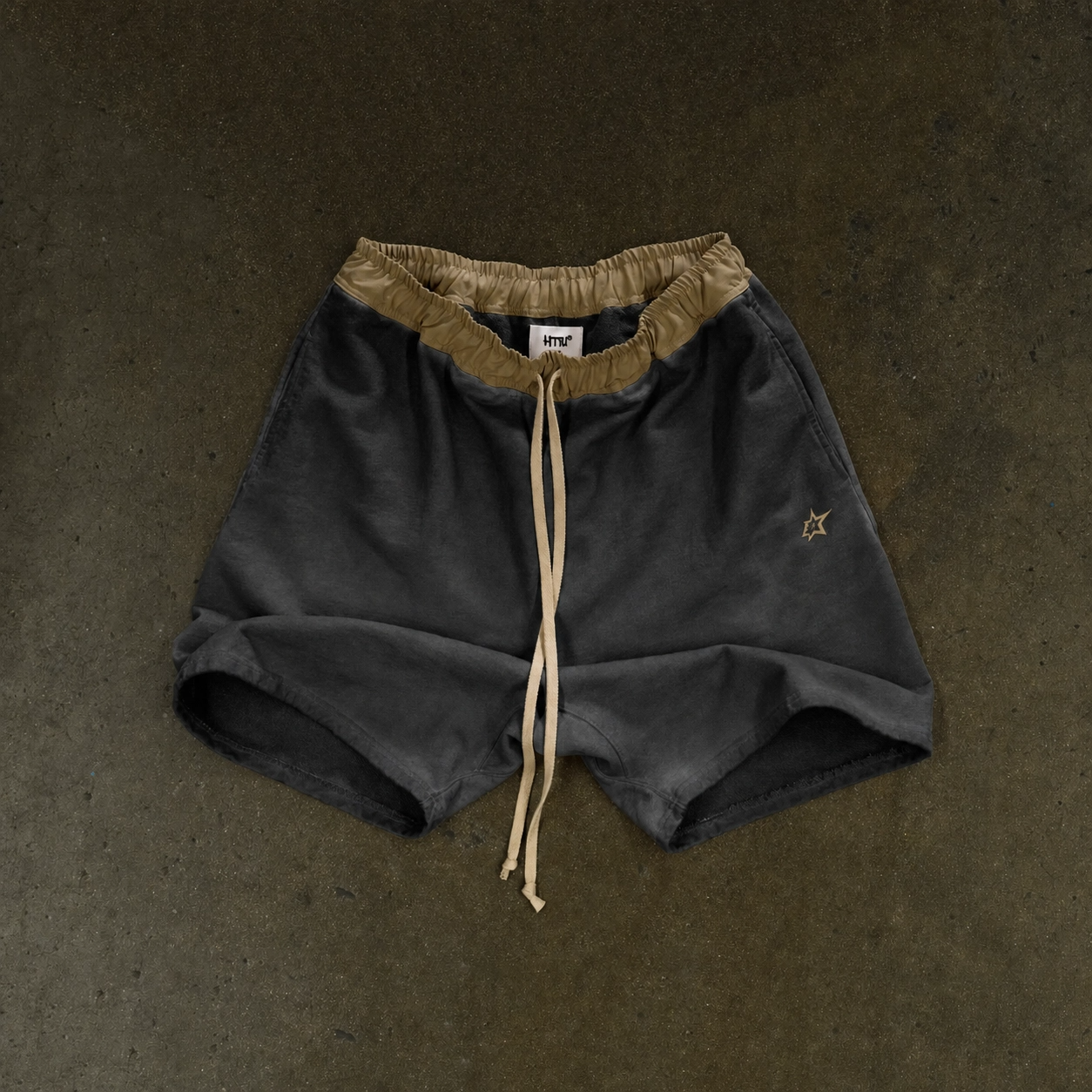 HTFU Relaxed Practice Short - French Terry - Oil Wash Black Fade - Ships 7/20