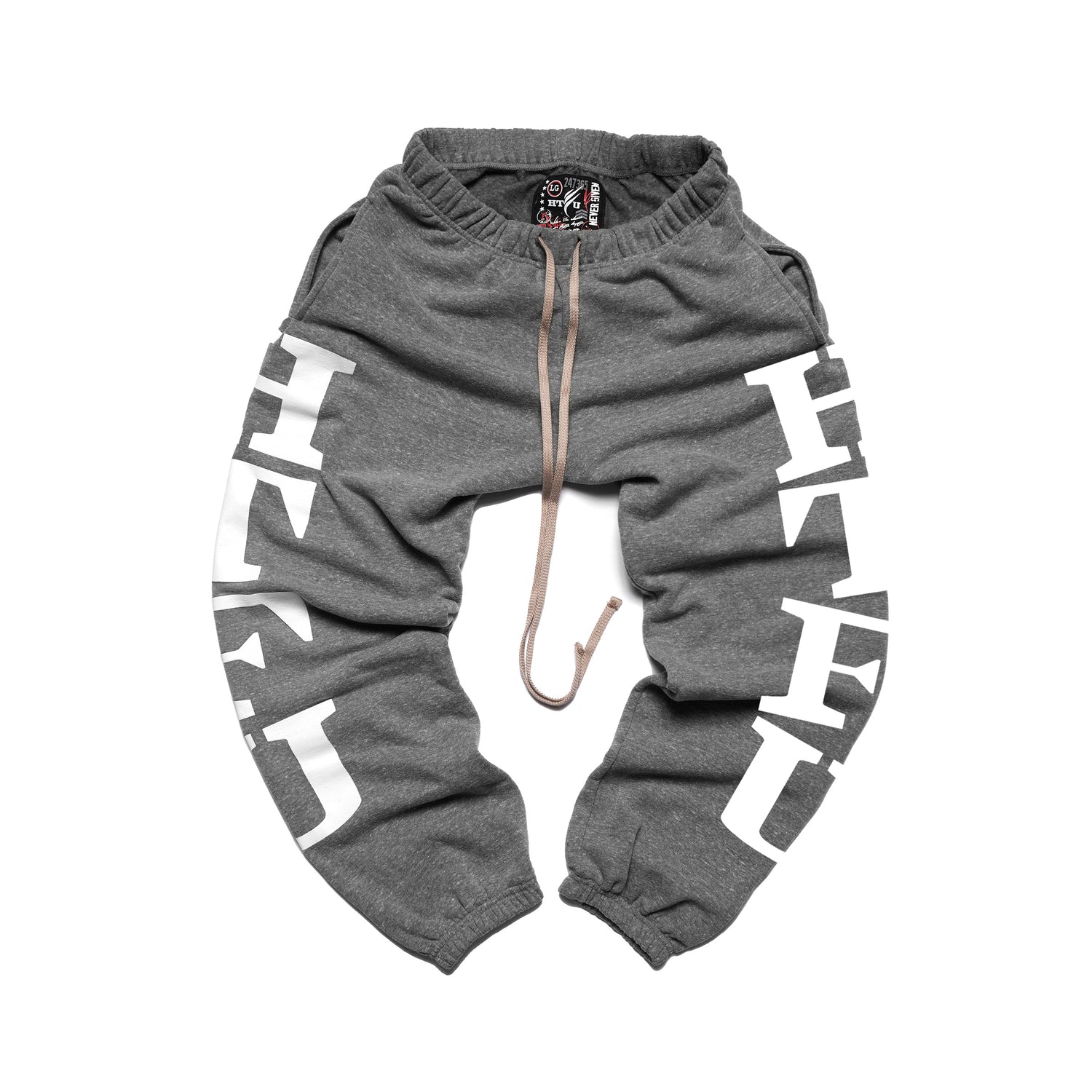 GymRat Sweatpants - White on Heather Grey Double Print