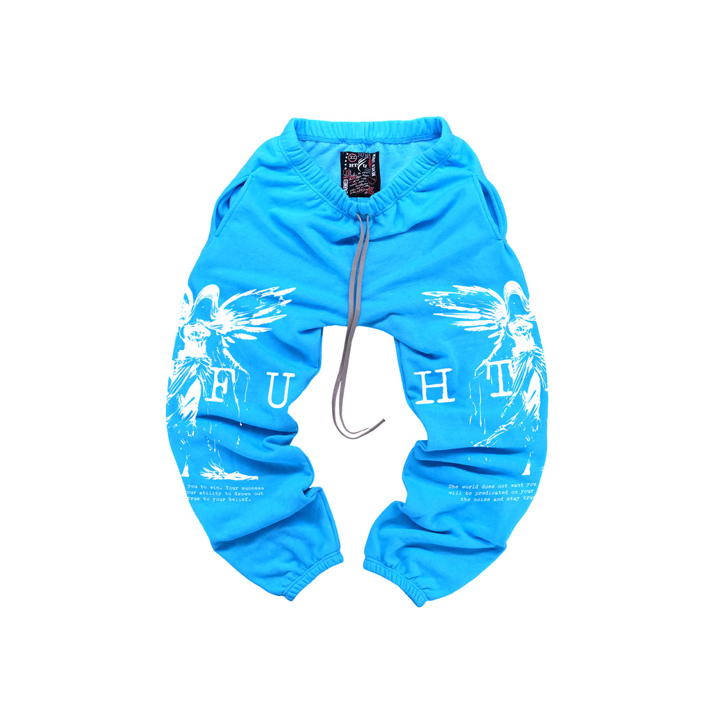 GymRat Sweatpants - ER 23 - Limited White on Cerulean Blue
