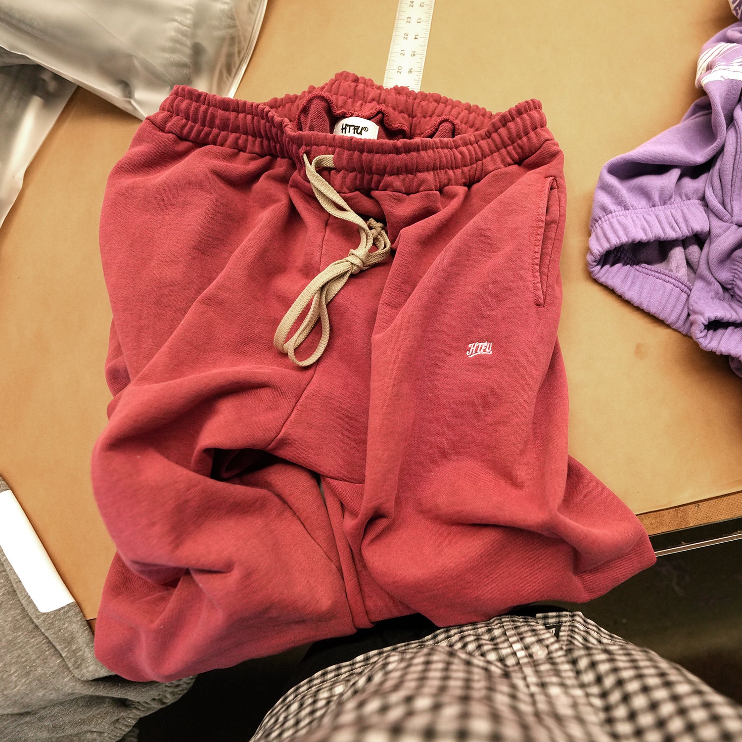 Studio French Terry Sweatpants - Open Leg - Maroon