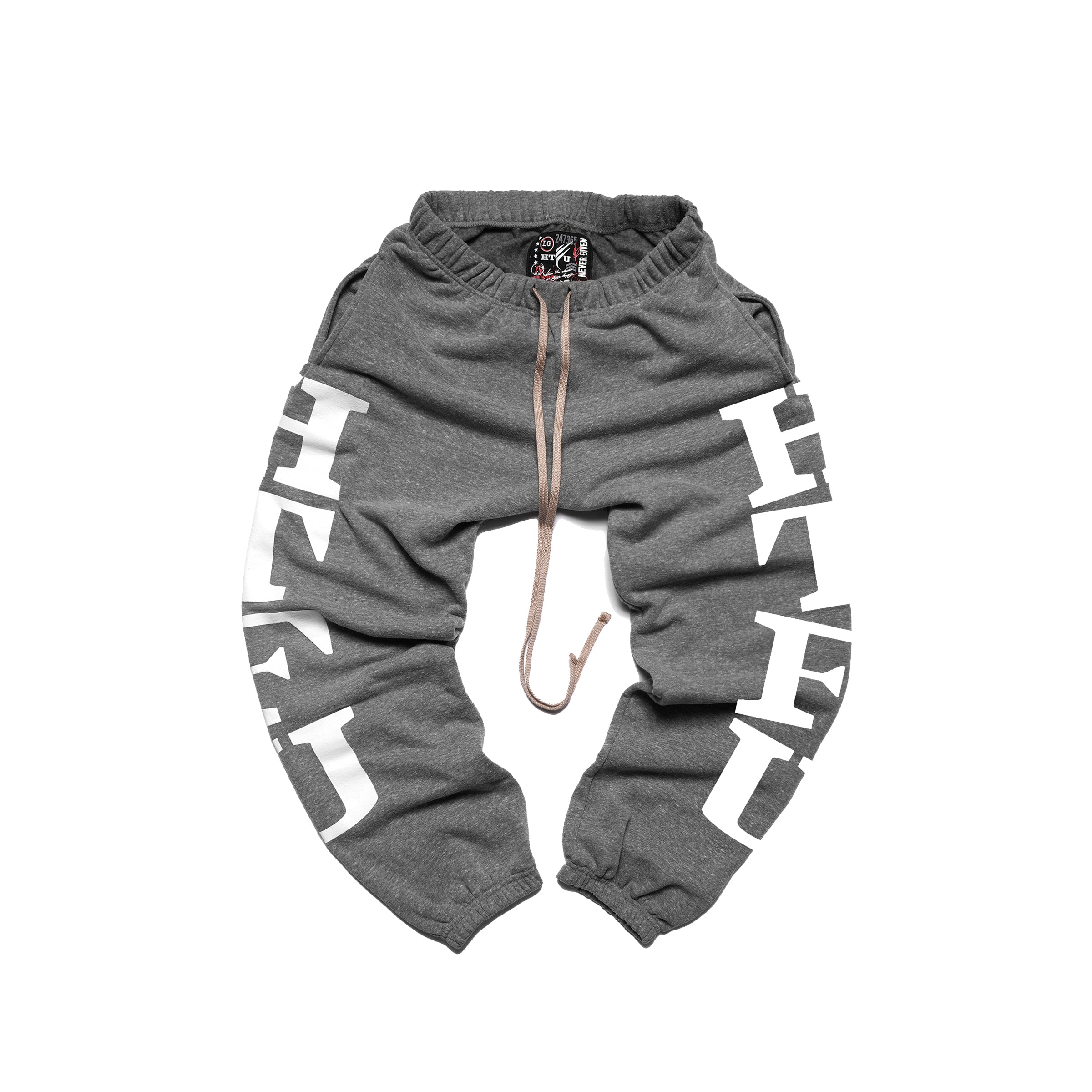 GymRat Sweatpants - White on Heather Grey Double Print