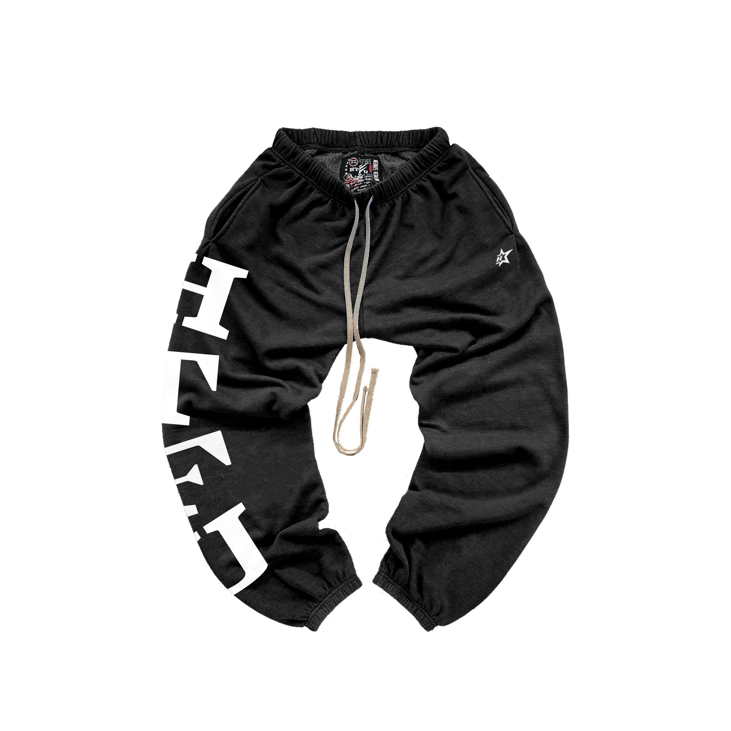GymRat Sweatpants - White on Heather Black - Ships Dec 15