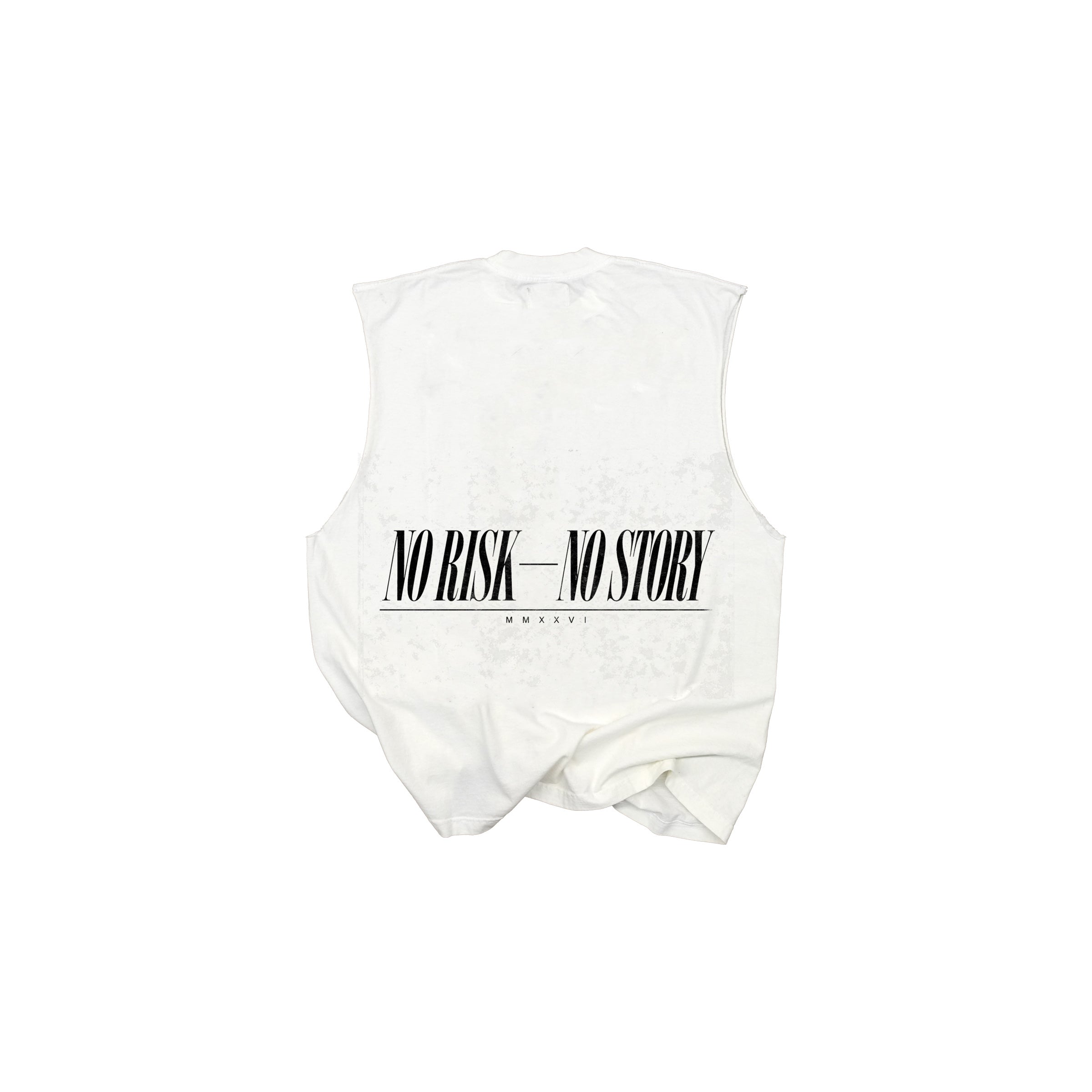 No Risk No Story Muscle Tank - Italic - Off White