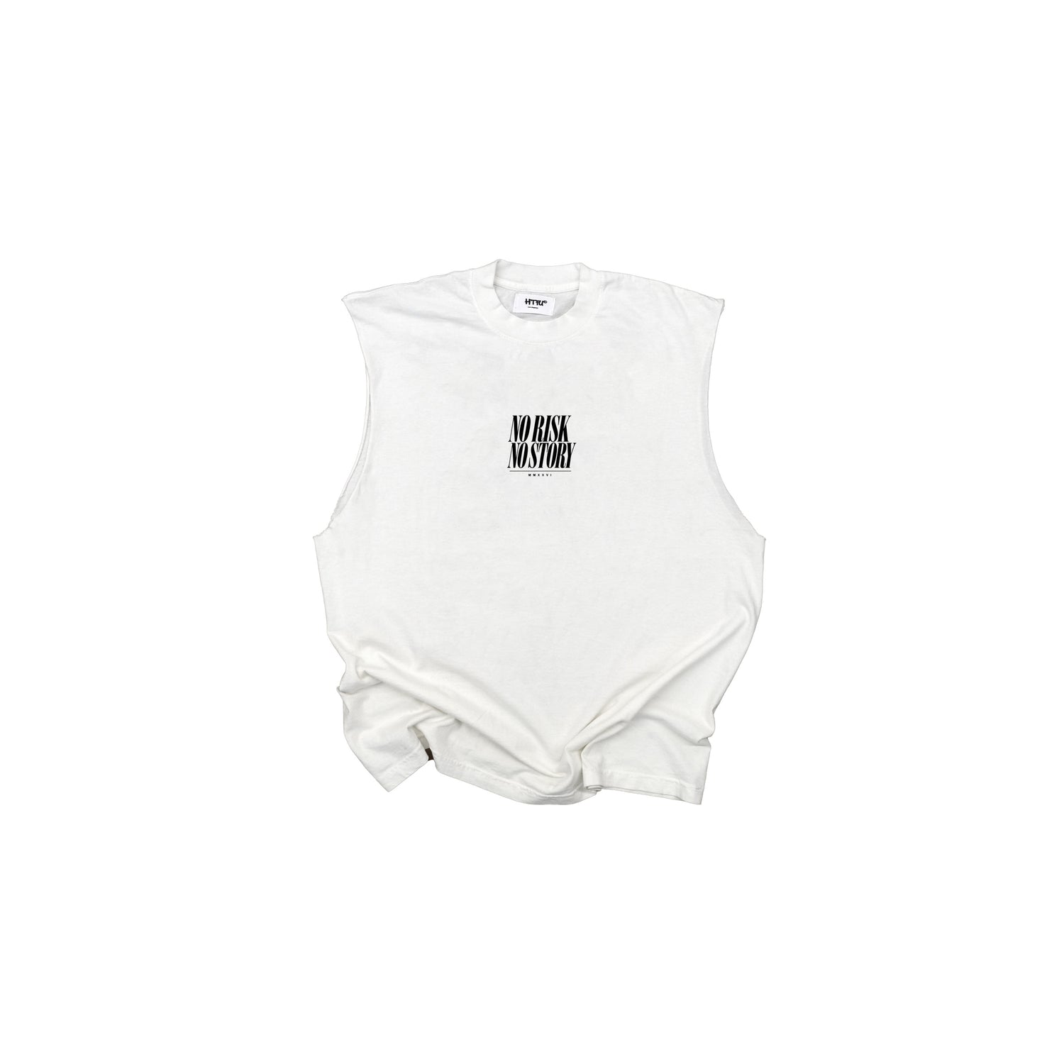 No Risk No Story Muscle Tank - Italic - Off White