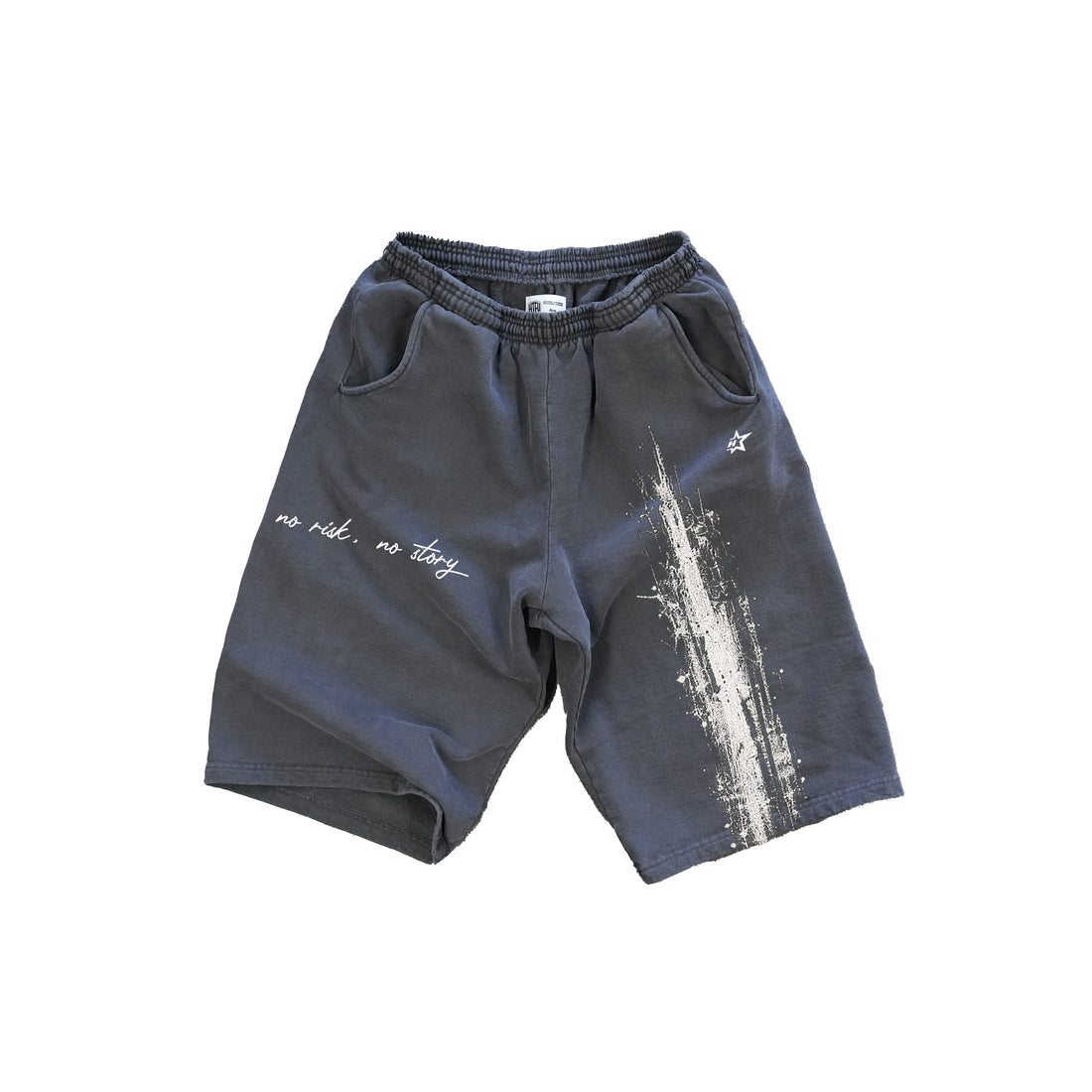 HTFU Heavy Fleece 3/4 Length Shorts - Washed Black - No Risk No Story Edition