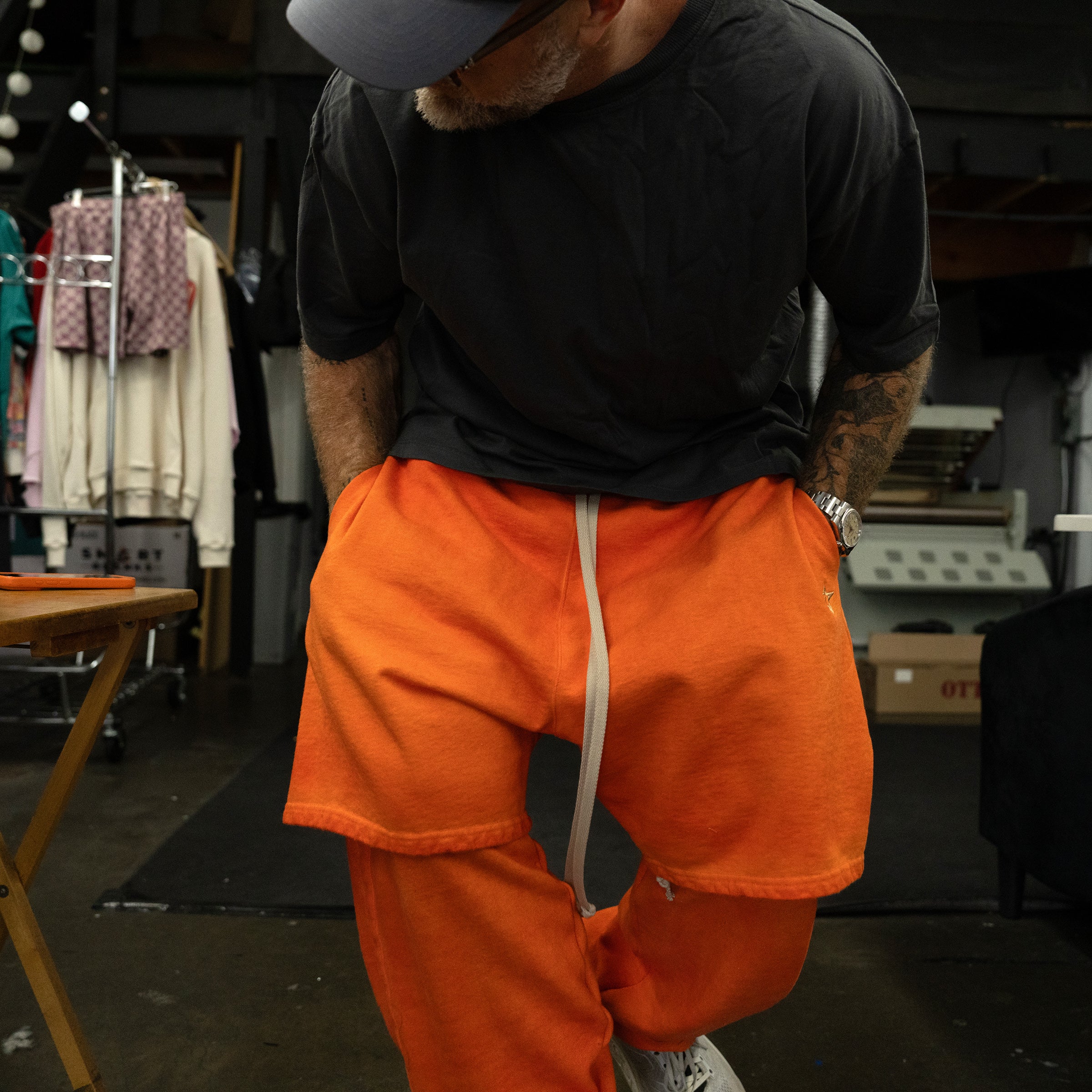 HTFU Relaxed Practice Short - French Terry - Oil Wash Orange Fade - Ships 7/15