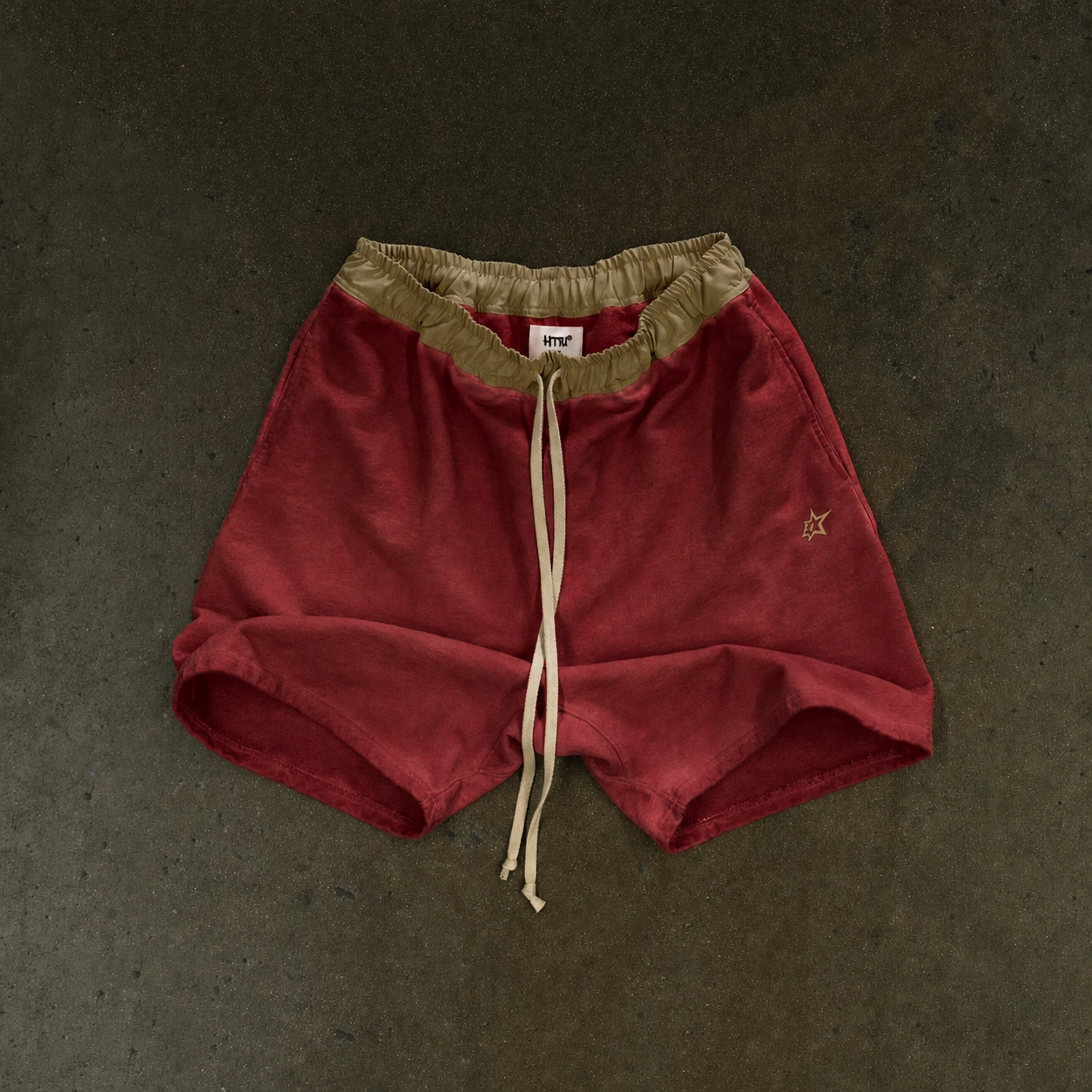 HTFU Relaxed Practice Short - French Terry - Oil Wash Burgundy Fade - Ships 7/20