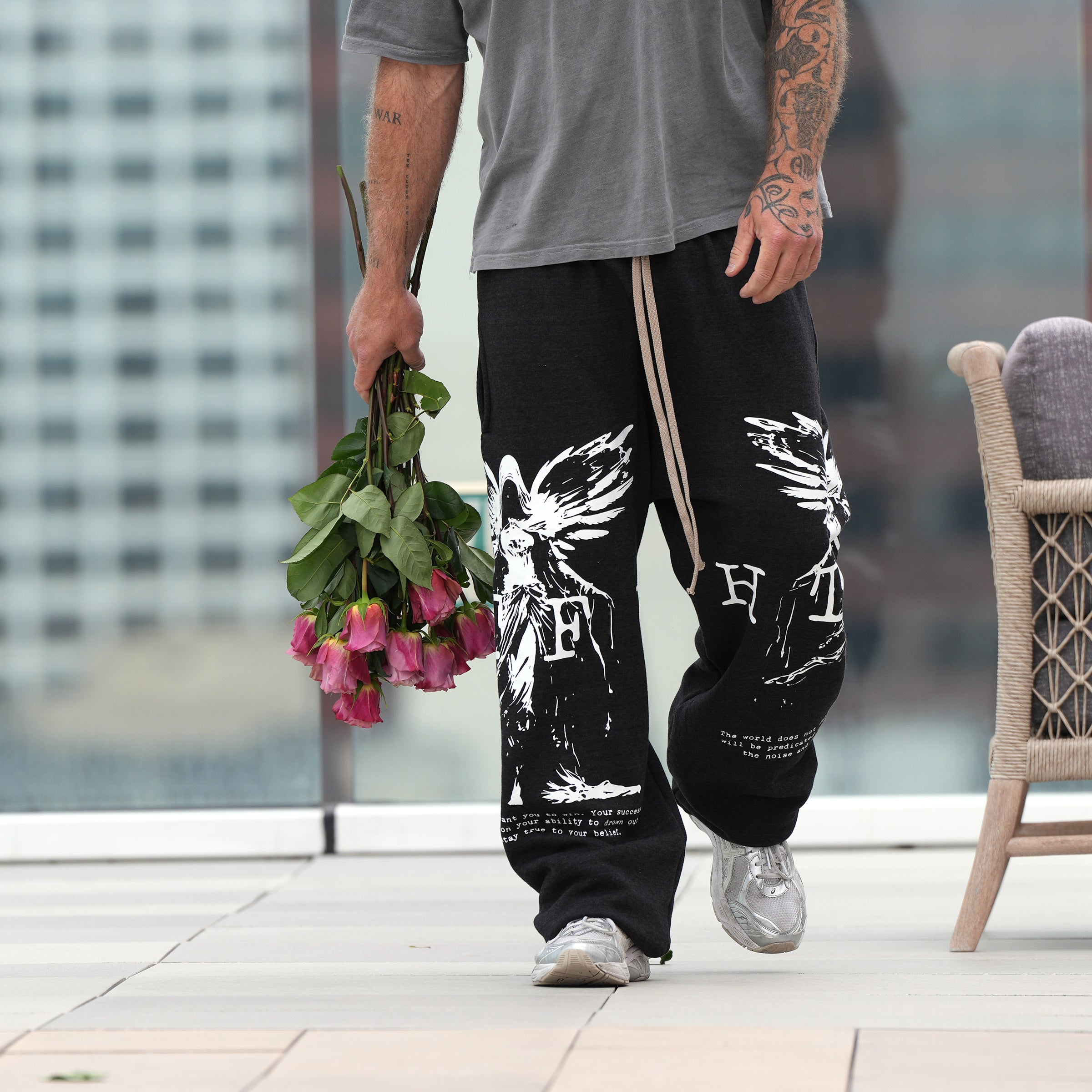 GymRat Sweatpants - ER 23 - Limited White on Heather Black - Ships Oct 15th