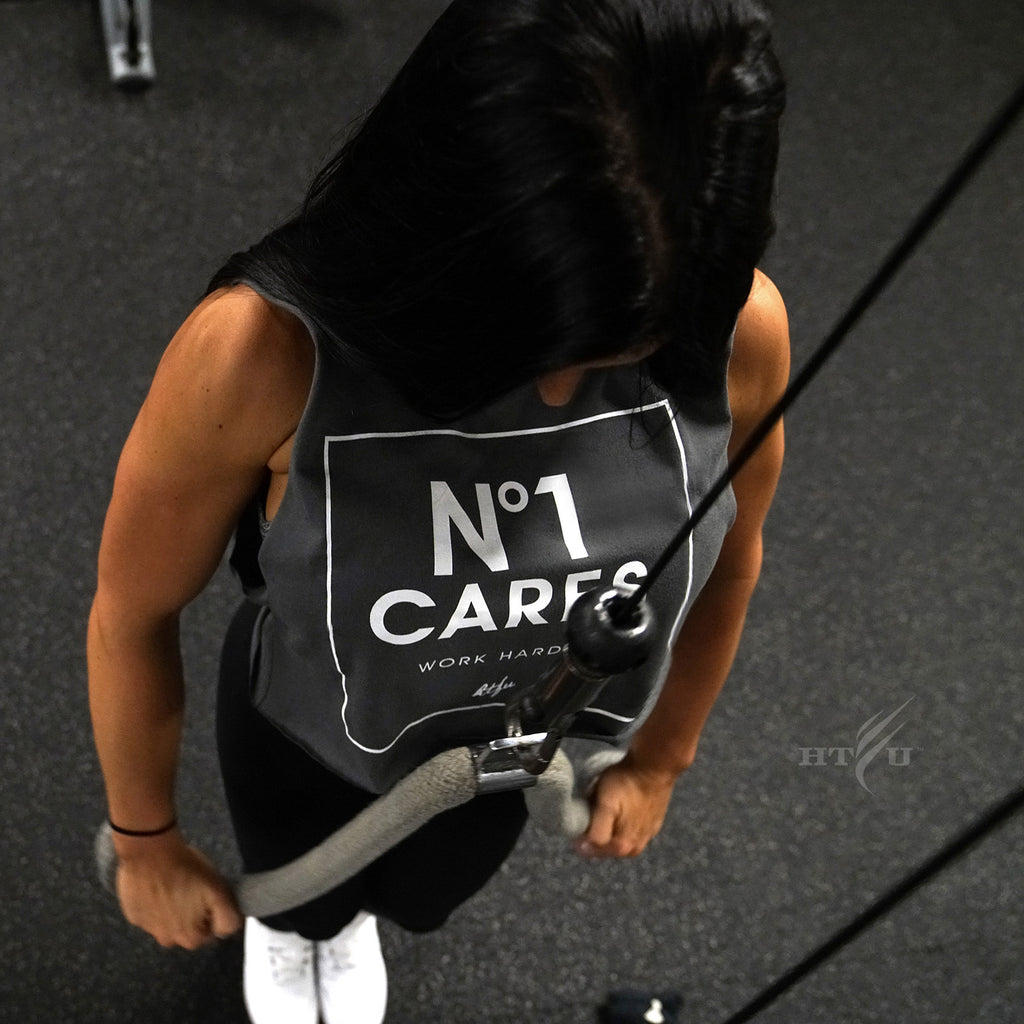 Ladies No1 Cares Cropped Muscle Tank - Grey