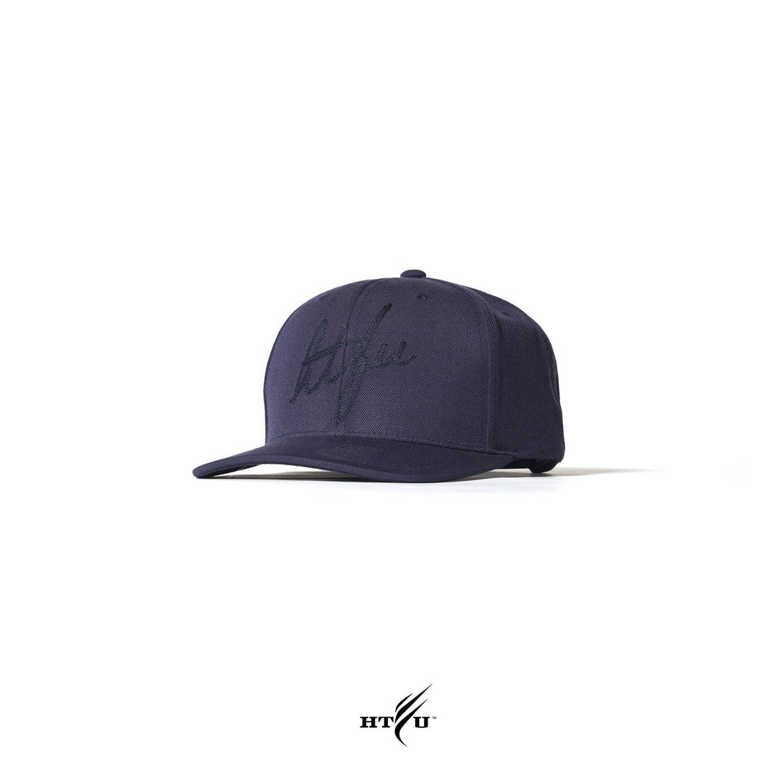 Flat Lock Script Snapback - Blue w Black