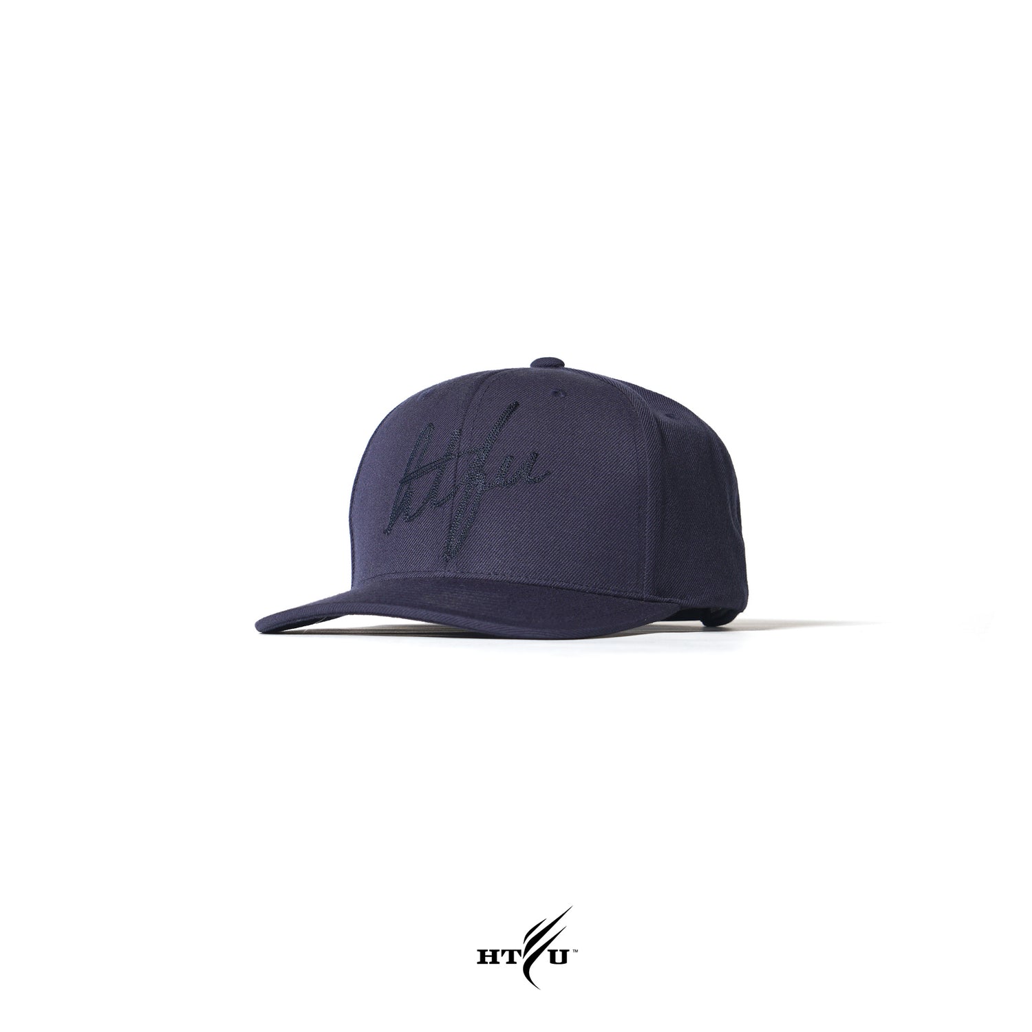 Flat Lock Script Snapback - Blue w Black