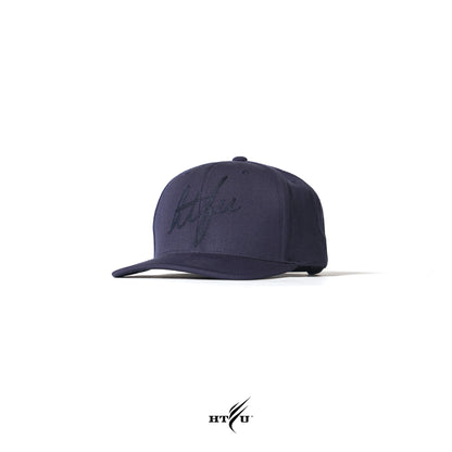 Flat Lock Script Snapback - Blue w Black