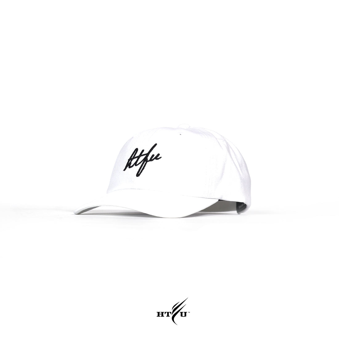 Script Curved Bill Strapback - White